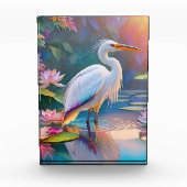Orange Billed White Heron Fantasy Bird Fotoblock (Vorderseite)