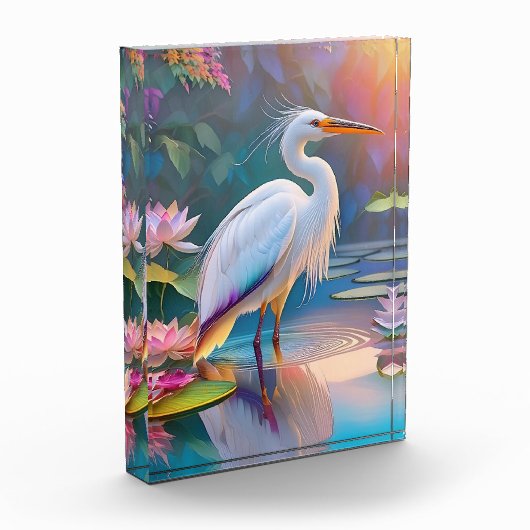 Orange Billed White Heron Fantasy Bird Fotoblock (Links)