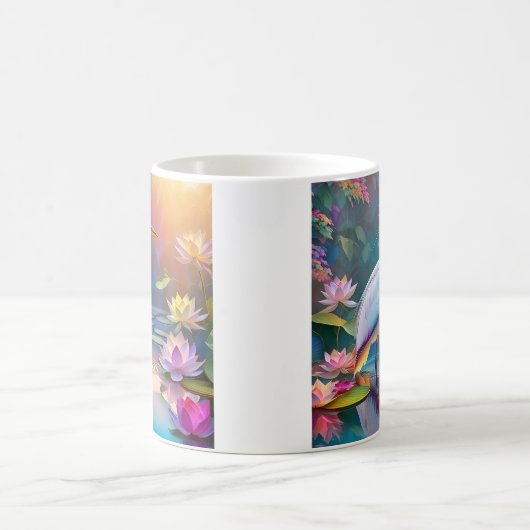 Orange Billed White Heron Fantasy Bird Kaffeetasse (Mittel)