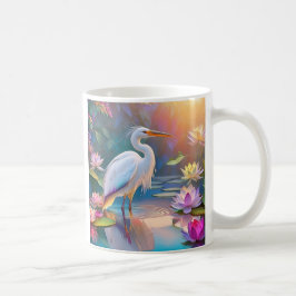 Orange Billed White Heron Fantasy Bird Kaffeetasse