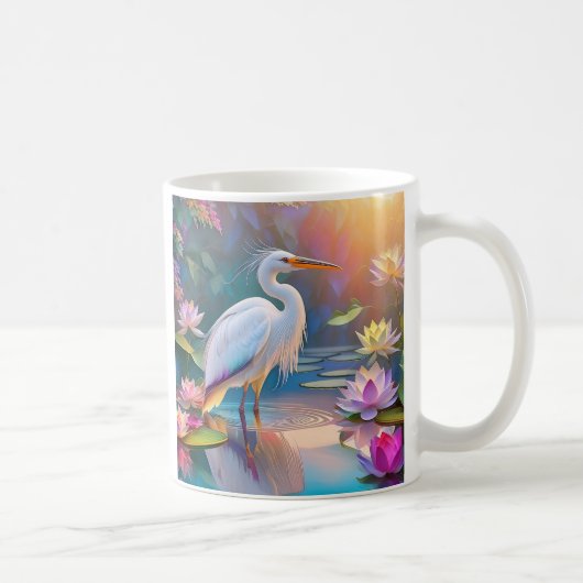Orange Billed White Heron Fantasy Bird Kaffeetasse (Rechts)
