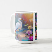 Orange Billed White Heron Fantasy Bird Kaffeetasse (Vorderseite Links)