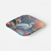 Orange Billed White Heron Fantasy Bird Pappteller (Gewinkelt)