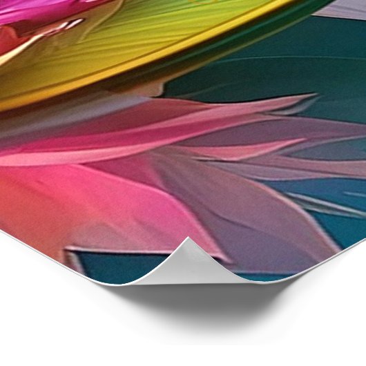 Orange Billed White Heron Fantasy Bird Poster (Ecke)