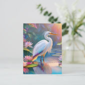 Orange Billed White Heron Fantasy Bird Postkarte (Stehend Vorderseite)