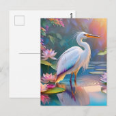 Orange Billed White Heron Fantasy Bird Postkarte (Vorne/Hinten)