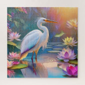 Orange Billed White Heron Fantasy Bird Puzzle (Vertikal)