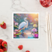 Orange Billed White Heron Fantasy Bird Serviette (Beispiel)