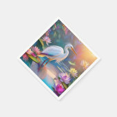 Orange Billed White Heron Fantasy Bird Serviette (Ecke)