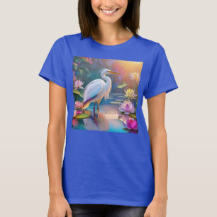 Orange Billed White Heron Fantasy Bird T-Shirt