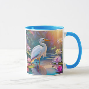 Orange Billed White Heron Fantasy Bird Tasse