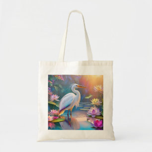 Orange Billed White Heron Fantasy Bird Tragetasche