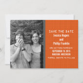Orange Binary Code Foto Save the Date einladen Einladung (Vorderseite)