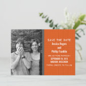 Orange Binary Code Foto Save the Date einladen Einladung (Stehend Vorderseite)