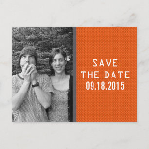 Orange Binary Code Foto Save the Date Postkarte