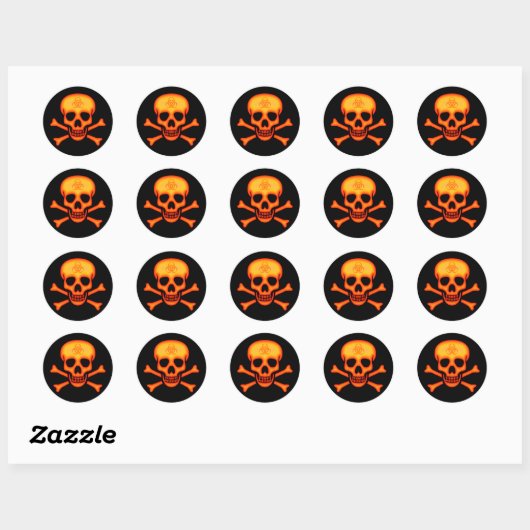 Orange Biogefährdung Skull Sticker (Blatt)