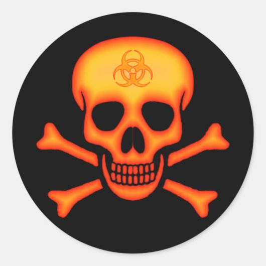 Orange Biogefährdung Skull Sticker (Vorderseite)