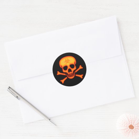 Orange Biogefährdung Skull Sticker (Umschlag)