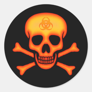 Orange Biogefährdung Skull Sticker