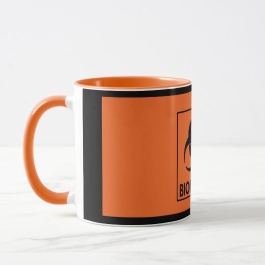Orange "Biogefährdung-" Tasse (Links)
