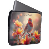Orange Bird Floral Laptop Sleeve (Vorne Rechts)