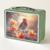 Orange Bird Floral Lunchbox (Rückseite)