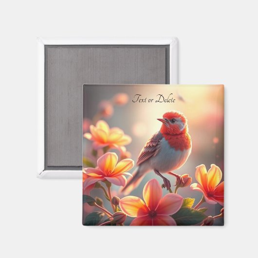 Orange Bird Floral Magnet (Vorderseite/Rückseite)