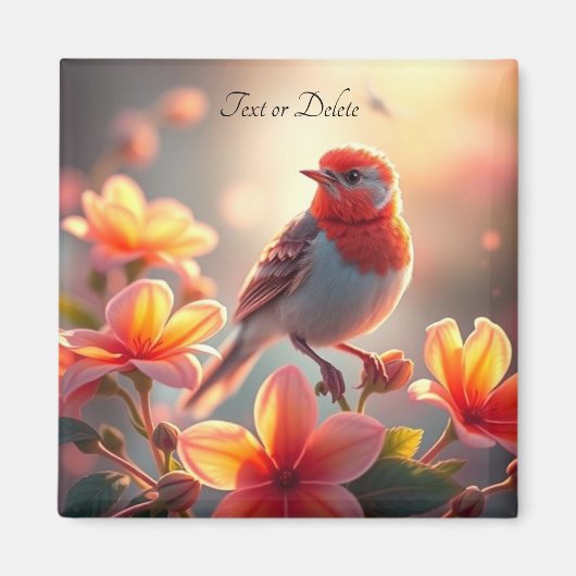 Orange Bird Floral Magnet (Vorne)