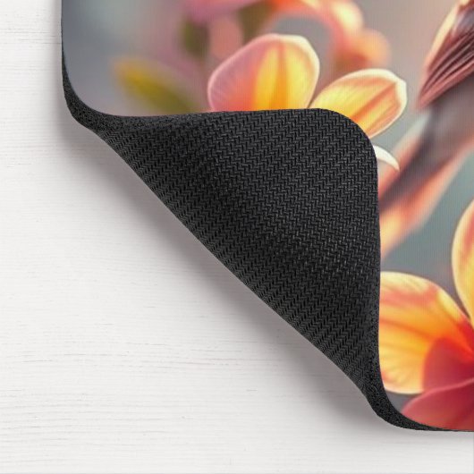 Orange Bird Floral Mousepad (Ecke)