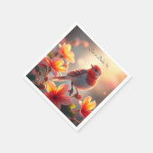 Orange Bird Floral Napkins Serviette (Ecke)