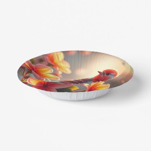 Orange Bird Floral Pappteller (Gewinkelt)