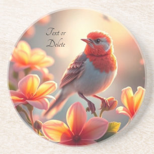 Orange Bird Floral Sandstone Untersetzer