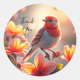Orange Bird Floral Sticker