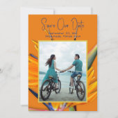 Orange Bird of Paradise Ankündigung Datum freihalt (Vorderseite)