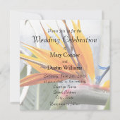 Orange Bird of Paradise Floral Wedding Einladung (Vorderseite)