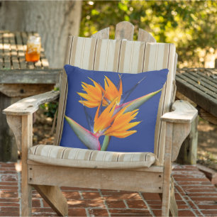 Orange Bird of Paradise Navy Throw Kissen