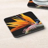 Orange Bird of Paradise Pflanze Bloom Aloha Getränkeuntersetzer (Linke Seite)