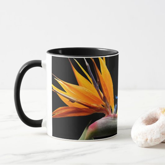 Orange Bird of Paradise Pflanze Bloom Tasse (Mit Donut)