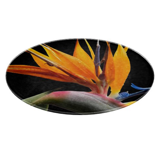 Orange Bird of Paradise Pflanze Blütenblume Schneidebrett (Ecke)