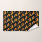 Orange Bird of Paradise Pflanze Pattern auf Schwar Badhandtuch Set (Handtuch)