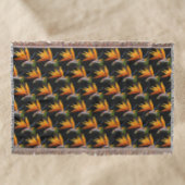 Orange Bird of Paradise Pflanze Pattern auf Schwar Decke