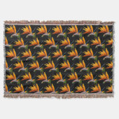 Orange Bird of Paradise Pflanze Pattern auf Schwar Decke (Vorderseite)