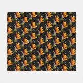 Orange Bird of Paradise Pflanze Pattern auf Schwar Fleecedecke (Vorderseite (Horizontal))