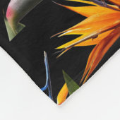 Orange Bird of Paradise Pflanze Pattern auf Schwar Fleecedecke (Ecke)