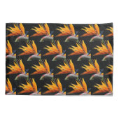 Orange Bird of Paradise Pflanze Pattern auf Schwar Kissenbezug (Rückseite-Links)