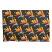 Orange Bird of Paradise Pflanze Pattern auf Schwar Kissenbezug (Vorderseite-Links)