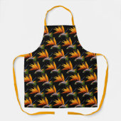 Orange Bird of Paradise Pflanze Pattern auf Schwar Schürze (Vorderseite)