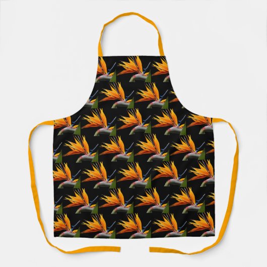 Orange Bird of Paradise Pflanze Pattern auf Schwar Schürze (Vorderseite)