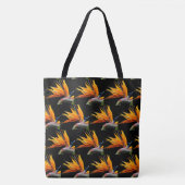 Orange Bird of Paradise Pflanze Pattern auf Schwar Tasche (Vorderseite)