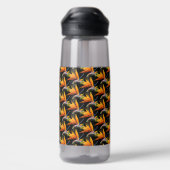 Orange Bird of Paradise Pflanze Pattern auf Schwar Trinkflasche (Rückseite)